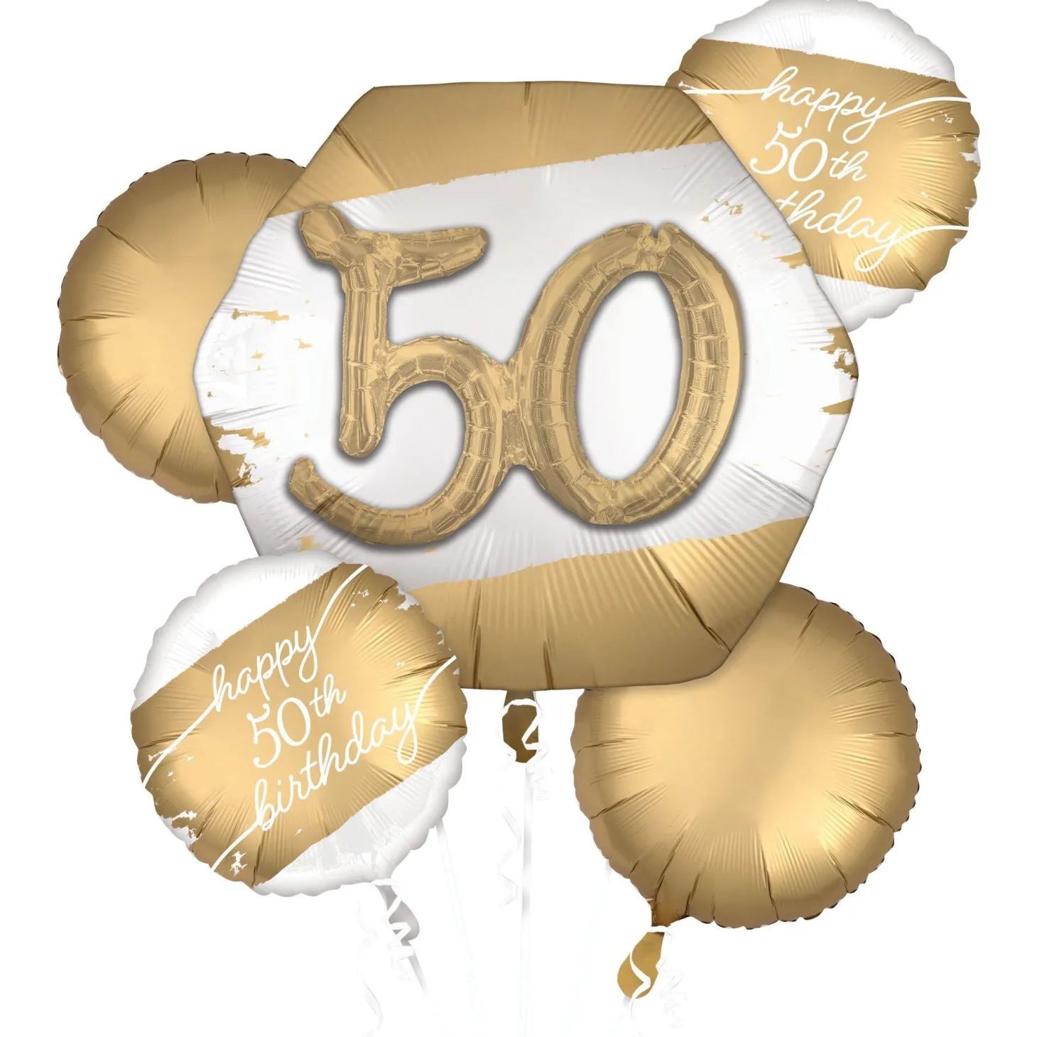 Golden Age 50th Birthday Foil Balloon Bouquet, 5pc