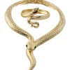 Gold Medusa Snake Jewelry Set, 2pc