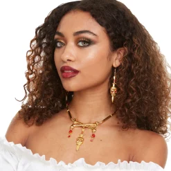 Gold Skull Pirate Jewelry Set, 3pc