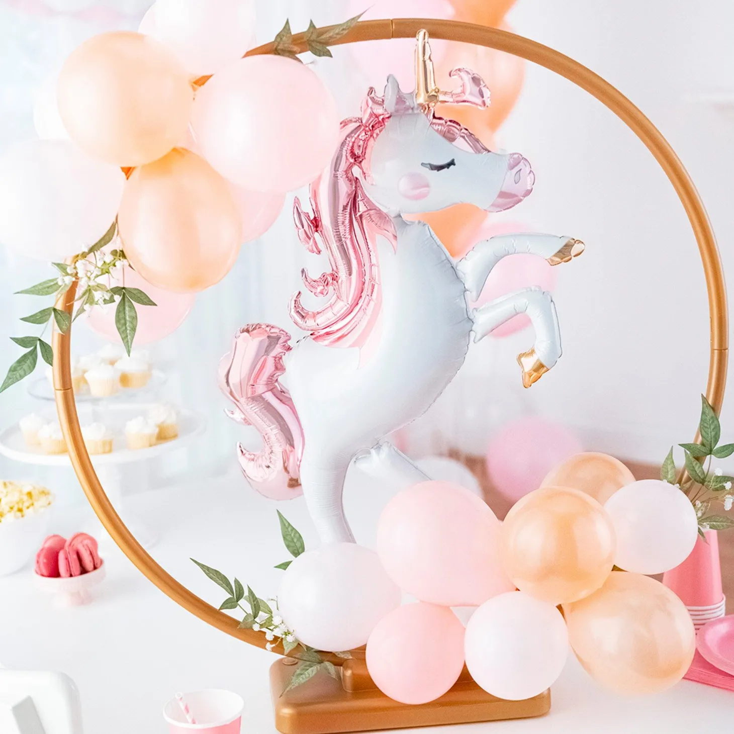 Gold Tabletop or Hangable Balloon Hoop Plastic Frame, 28in