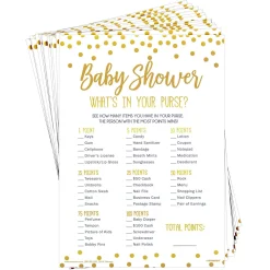 Gold & White What's in Your Purse Baby Shower Game