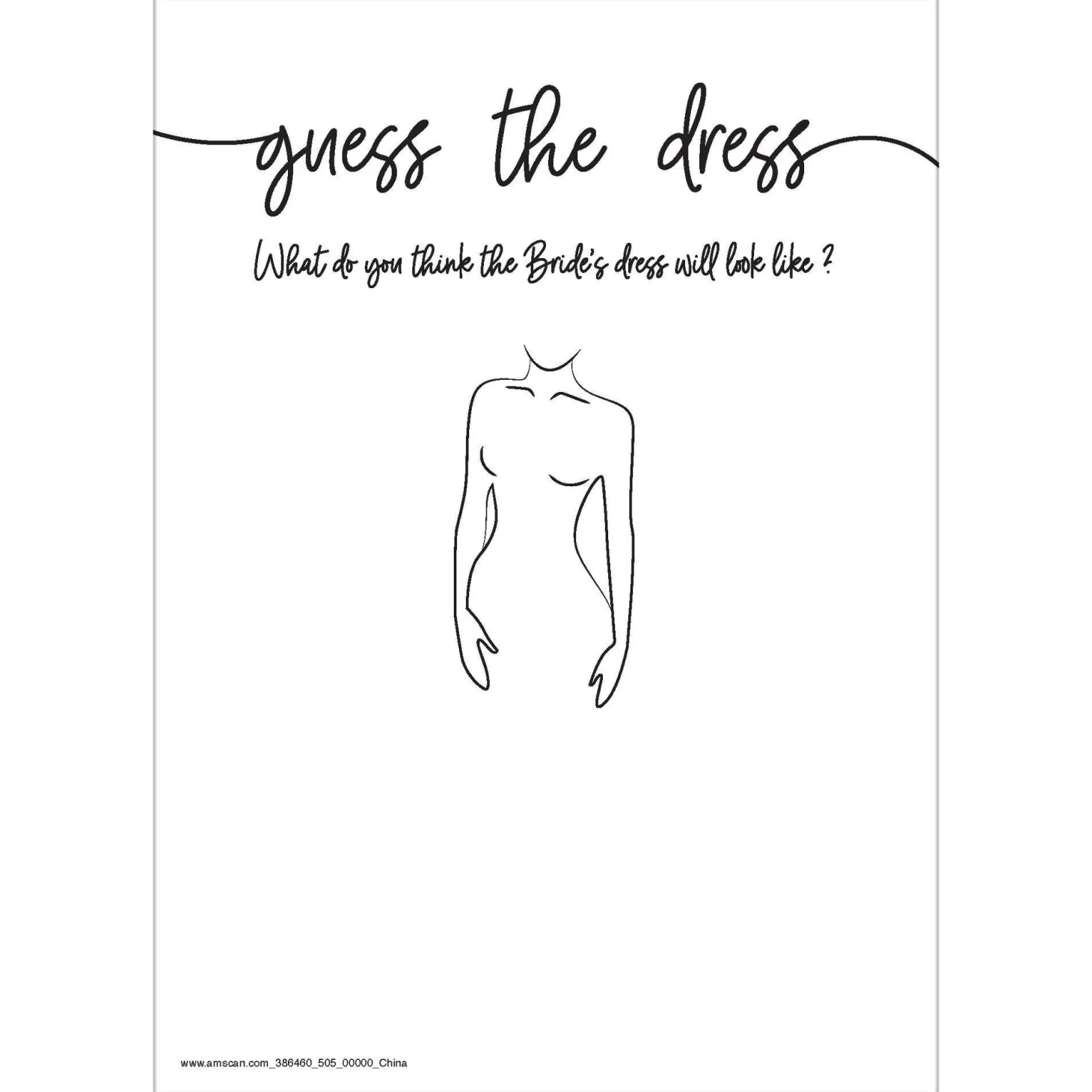 Guess the Dress Bridal Shower Game 25ct