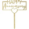 Happy Anniversary Gold Cake Topper