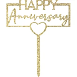 Happy Anniversary Gold Cake Topper