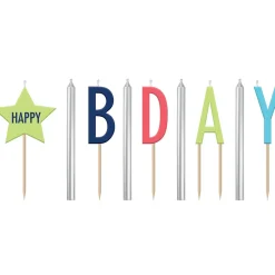 Happy Bday Pick Candles, 9pc - Modern Birthday