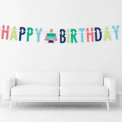 Happy Birthday Cardstock Letter Banner, 12ft - Modern Birthday