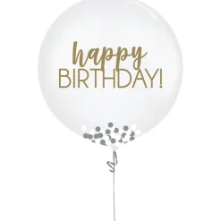 Happy Birthday Confetti Balloon, 24in, Assorted Colors