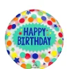 Happy Birthday Dots & Stars Plastic Balloon, 18in - Clearz™