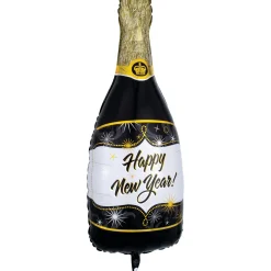 Happy New Year Bottle-Shaped Foil Balloon, 14in x 36in - New Year Bubbles