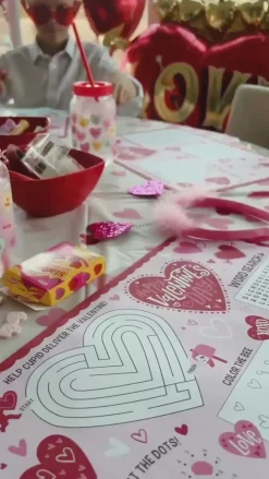 Heart Party Plastic Table Cover, 54in x 102in