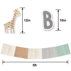 Hello Baby Soft Jungle Baby Shower Fringe Banner Backdrop with Cutouts, 5ft x 4.8ft