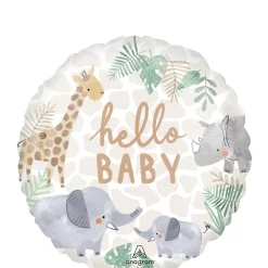 Hello Baby Soft Jungle Round Foil Balloon, 18in