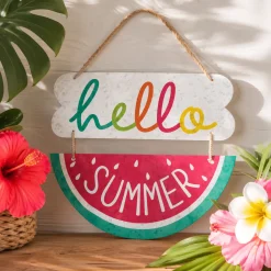 Hello Summer Metal Stacked Sign, 10.3in x 13in