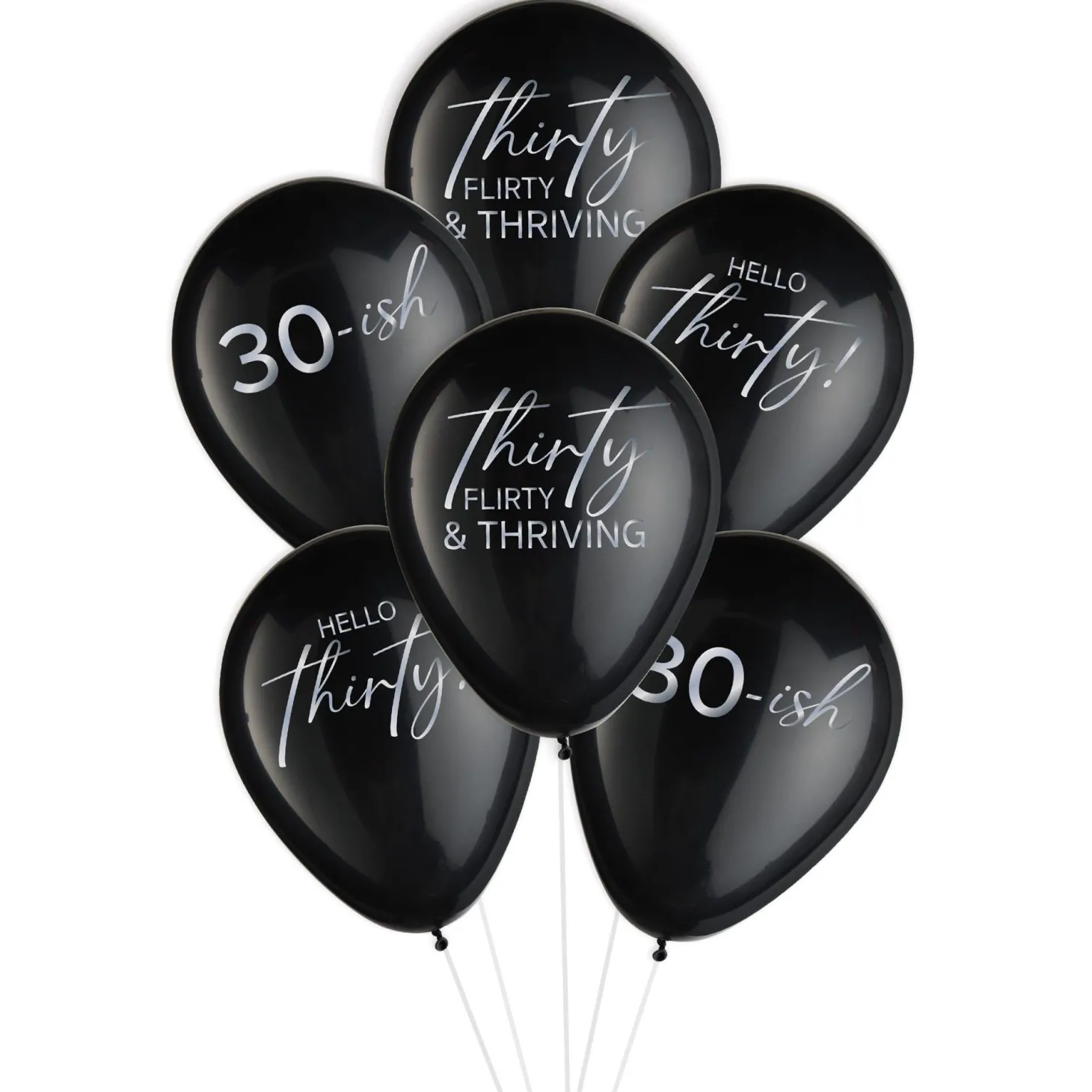 Hello Thirty Latex Balloons, 6ct