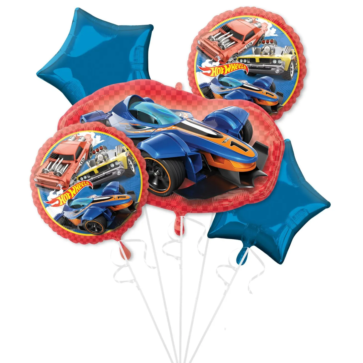 Hot Wheels Foil Balloon Bouquet, 5pc