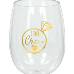 I Do Crew Stemless Wine Glass, 17.9oz - Wedding