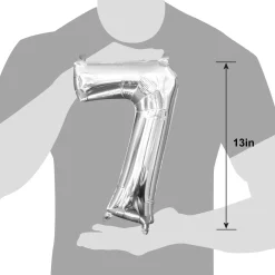 13in Air-Filled Silver Number (0-9) Balloons