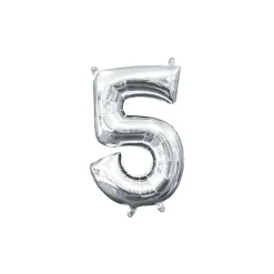 13in Air-Filled Silver Number (0-9) Balloons