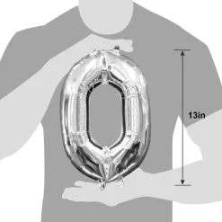 13in Air-Filled Silver Number (0-9) Balloons