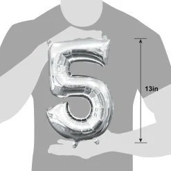 13in Air-Filled Silver Number (0-9) Balloons