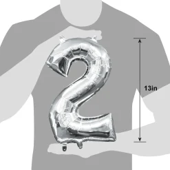13in Air-Filled Silver Number (0-9) Balloons