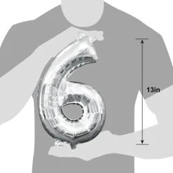 13in Air-Filled Silver Number (0-9) Balloons