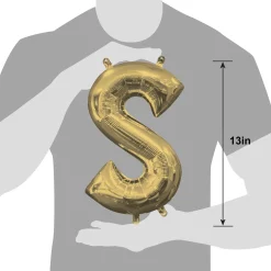 13in Air-Filled White Gold Letter (A-Z) Balloon