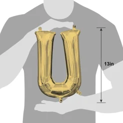 13in Air-Filled White Gold Letter (A-Z) Balloon