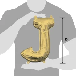 13in Air-Filled White Gold Letter (A-Z) Balloon