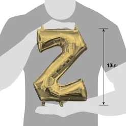 13in Air-Filled White Gold Letter (A-Z) Balloon