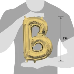 13in Air-Filled White Gold Letter (A-Z) Balloon