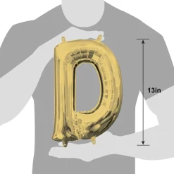 13in Air-Filled White Gold Letter (A-Z) Balloon