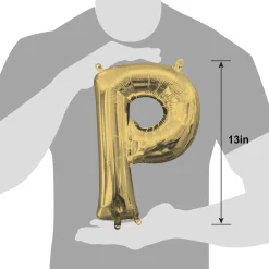 13in Air-Filled White Gold Letter (A-Z) Balloon
