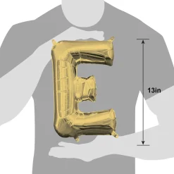 13in Air-Filled White Gold Letter (A-Z) Balloon