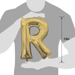 13in Air-Filled White Gold Letter (A-Z) Balloon