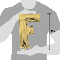 13in Air-Filled White Gold Letter (A-Z) Balloon