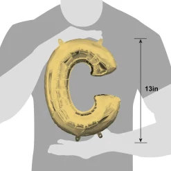 13in Air-Filled White Gold Letter (A-Z) Balloon