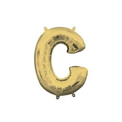 13in Air-Filled White Gold Letter (A-Z) Balloon