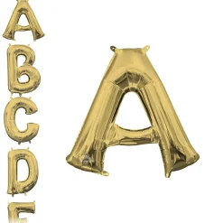 13in Air-Filled White Gold Letter (A-Z) Balloon