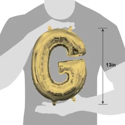 13in Air-Filled White Gold Letter (A-Z) Balloon