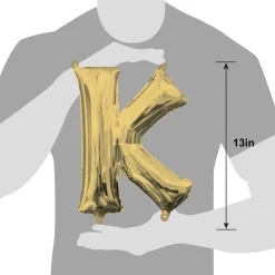 13in Air-Filled White Gold Letter (A-Z) Balloon