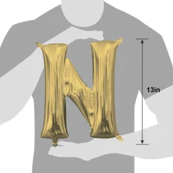 13in Air-Filled White Gold Letter (A-Z) Balloon