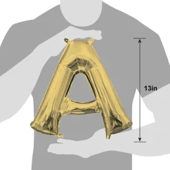 13in Air-Filled White Gold Letter (A-Z) Balloon