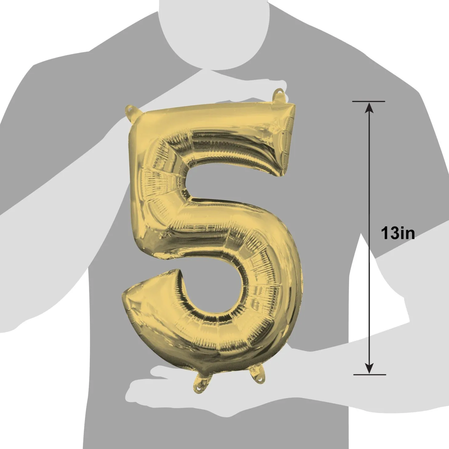13in Air-Filled White Gold Number (0-9) Balloon
