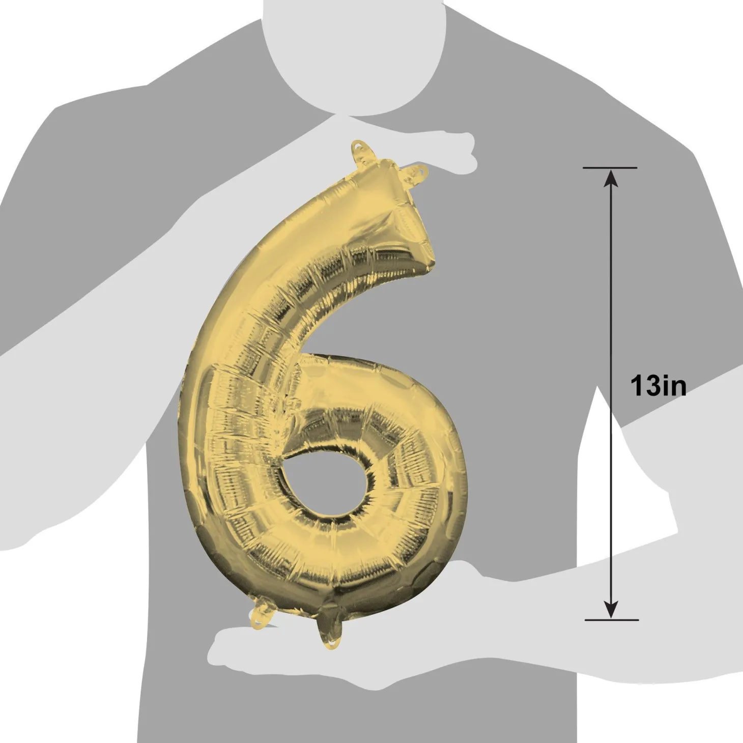 13in Air-Filled White Gold Number (0-9) Balloon