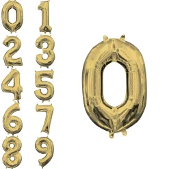 13in Air-Filled White Gold Number (0-9) Balloon