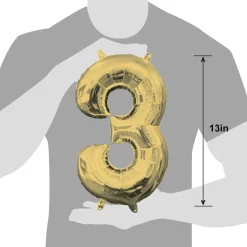 13in Air-Filled White Gold Number (0-9) Balloon