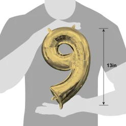 13in Air-Filled White Gold Number (0-9) Balloon