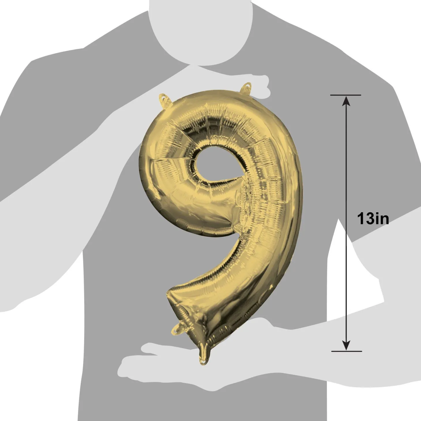 13in Air-Filled White Gold Number (0-9) Balloon
