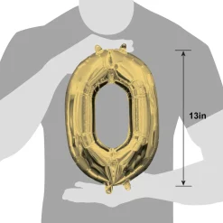 13in Air-Filled White Gold Number (0-9) Balloon